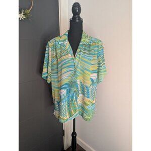 Donkenny Classics Multicolor Abstract Print Short Sleeve Button-Up Shirt Size XL